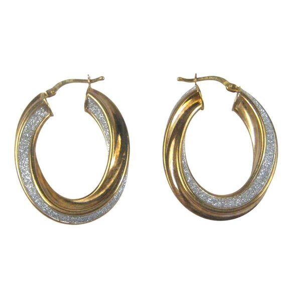 Milor 925 Italian Twisted Hoop Earrings Sterling Silver 925 Italy Sparkly Diamon